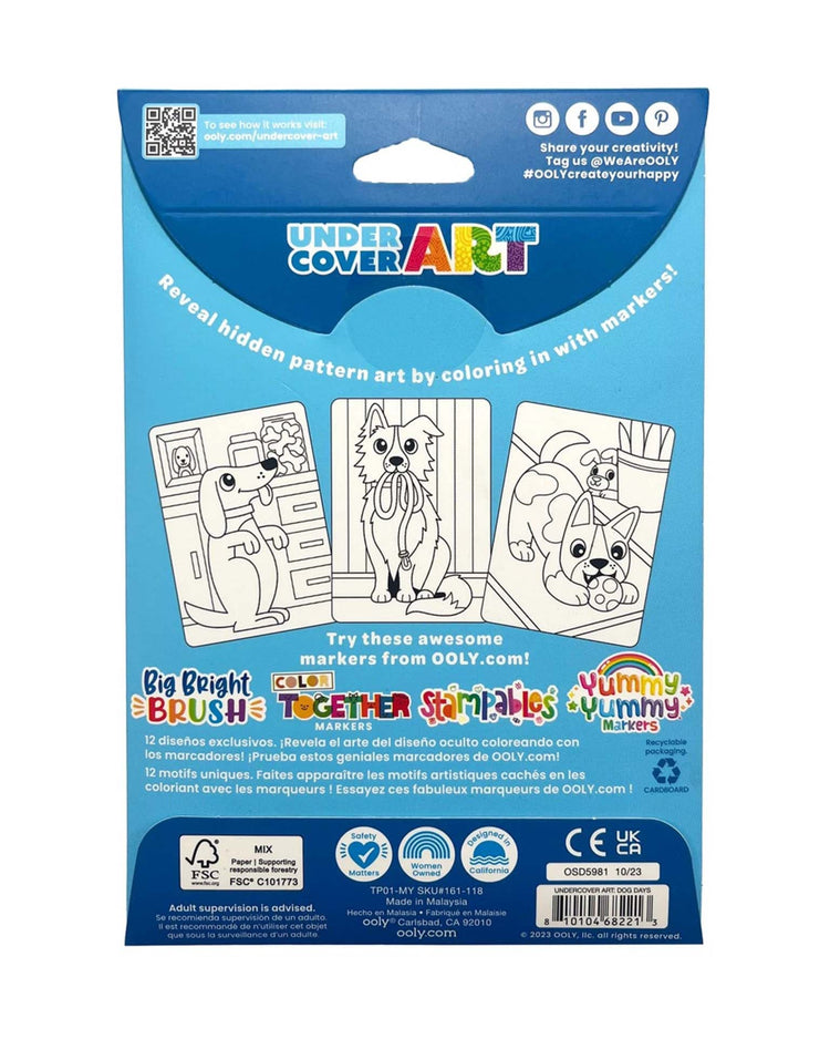 Little ooly play undercover art hidden pattern coloring activity art cards dog days