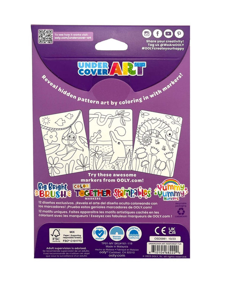 Little ooly play undercover art hidden pattern coloring activity art cards rainforest fun