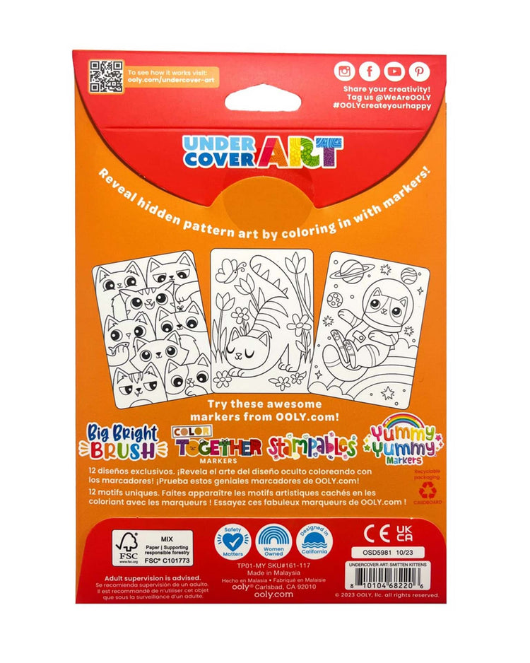 Little ooly play undercover art hidden pattern coloring activity art cards smitten kittens