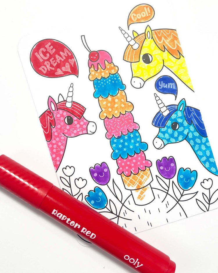 Little ooly play undercover art hidden pattern coloring activity art cards unicorn friends
