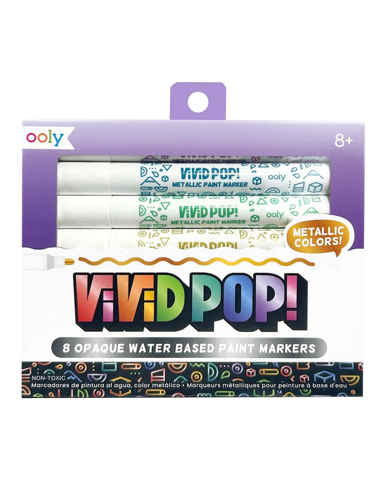 Little ooly play vivid pop! Water-based paint markers metallic set of 8