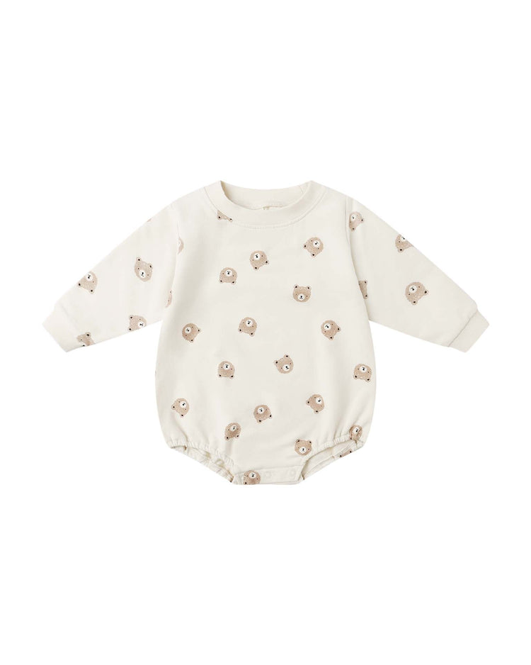 Little quincy mae baby crewneck bubble romper in brown bear