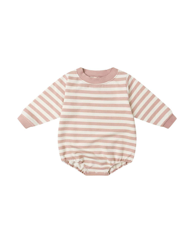 Little quincy mae baby crewneck bubble romper in pink stripe