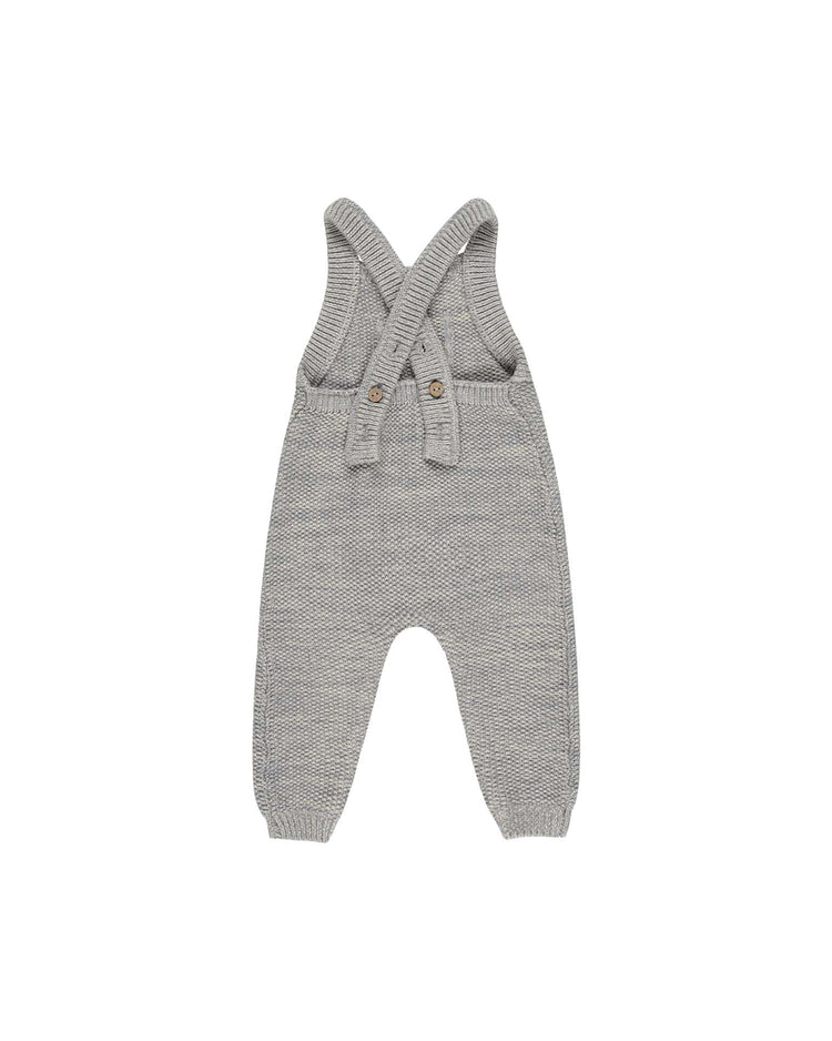 Little quincy mae baby knit overall in heathered blue