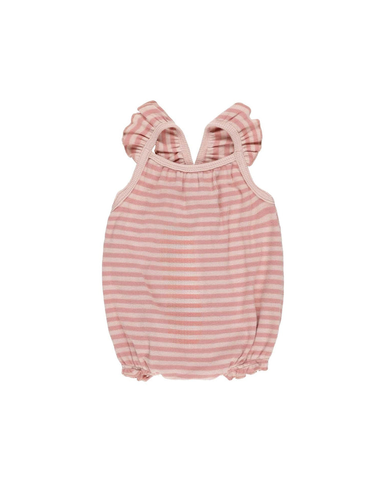 Little quincy mae baby ribbed ruffle romper in pink stripe