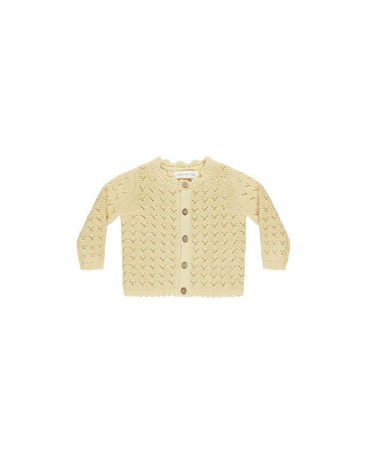 Little quincy mae baby scalloped cardigan in yellow