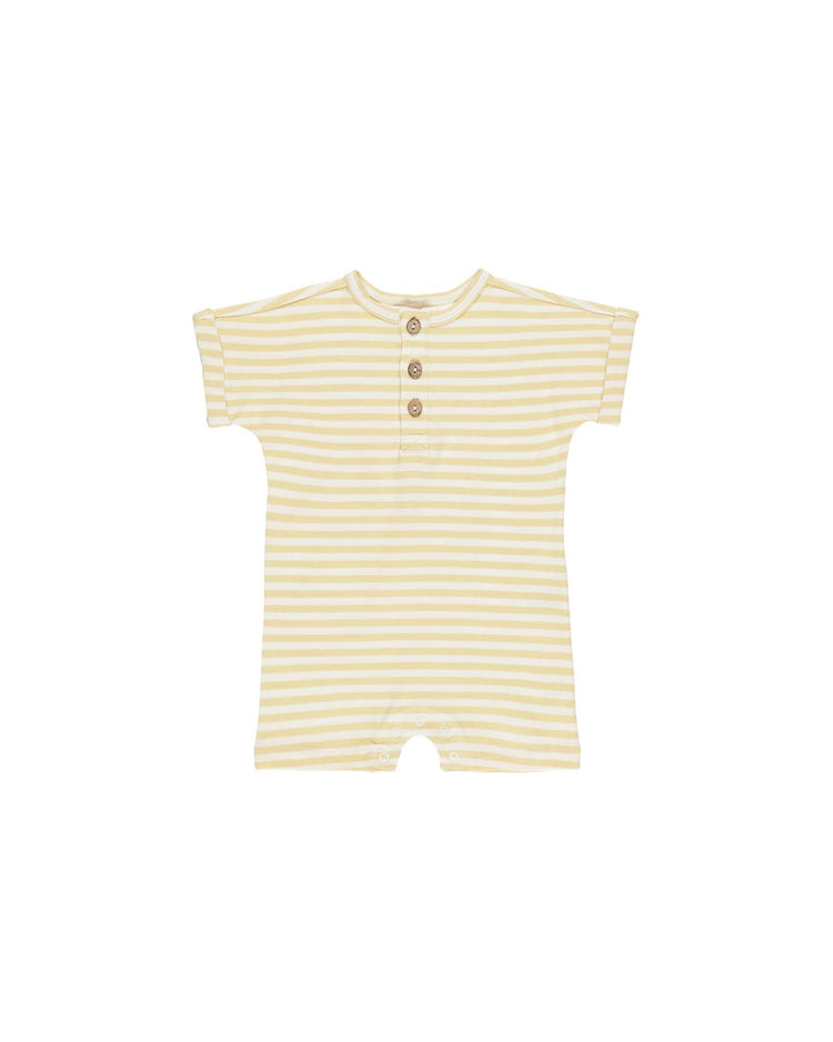Little quincy mae baby short sleeve one-piece in yellow stripe