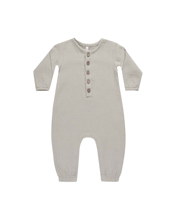 Little quincy mae baby woven jumpsuit in fog