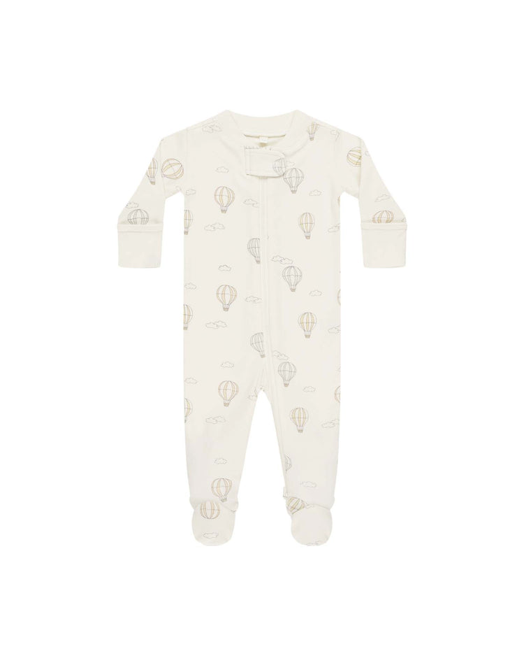 Little quincy mae baby zip long sleeve sleeper footie in hot air balloons
