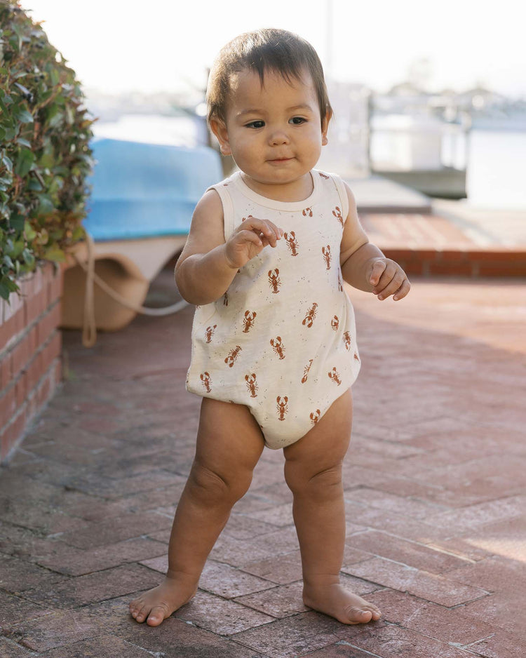 rylee + cru bubble onesie in lobsters baby Little