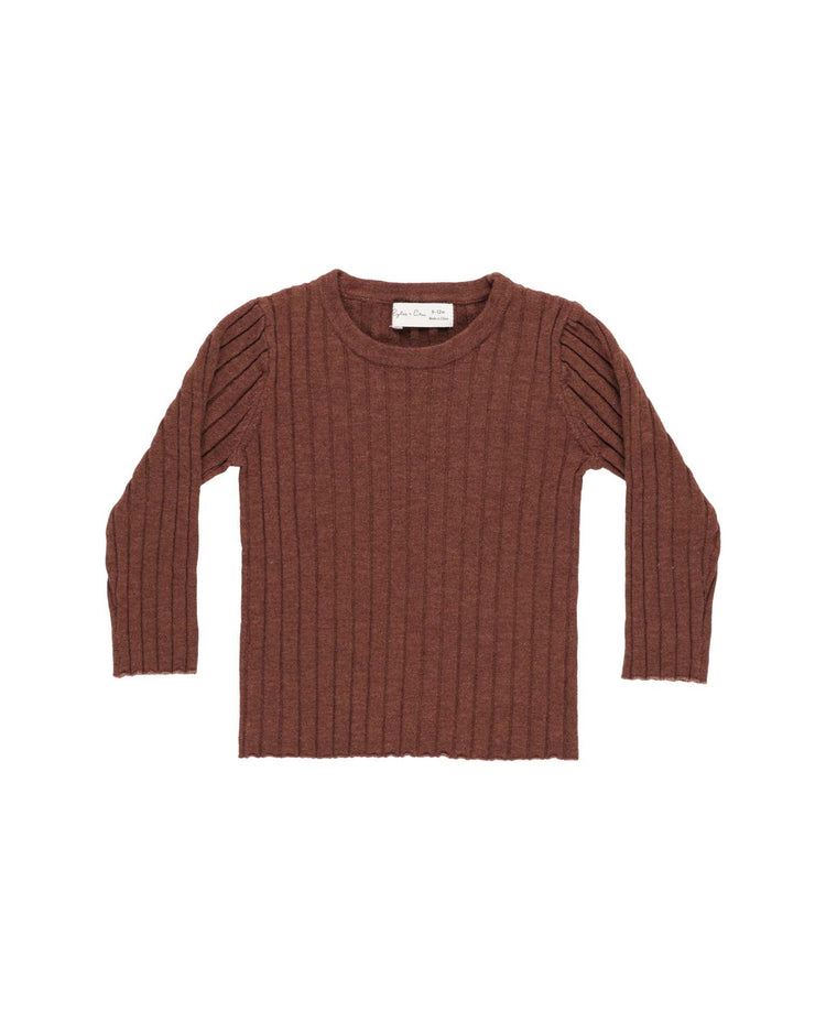 Little rylee + cru kids long sleeve knit top in brick