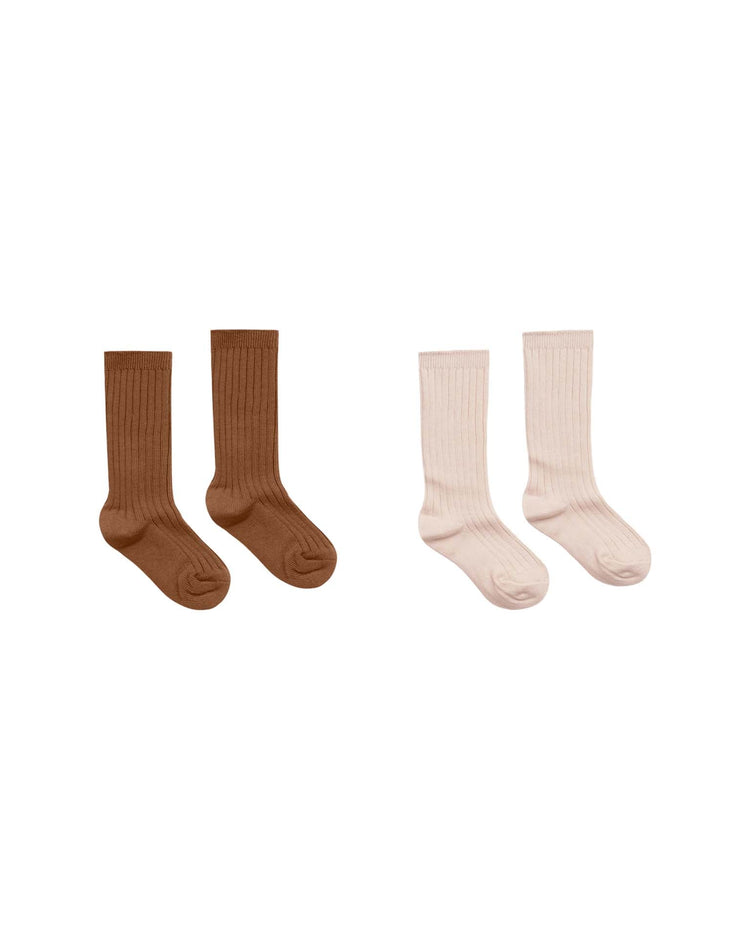 Little rylee + cru accessories ribbed socks in saddle, shell
