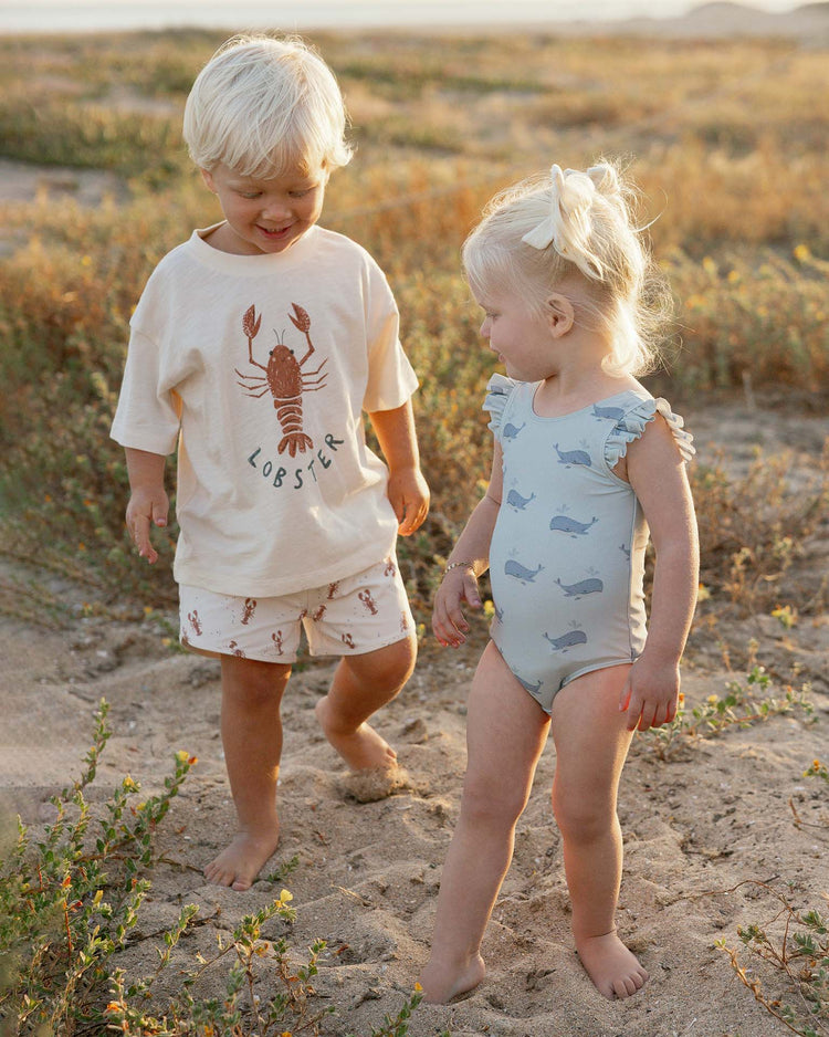 rylee + cru scoop back onepiece in whales baby Little