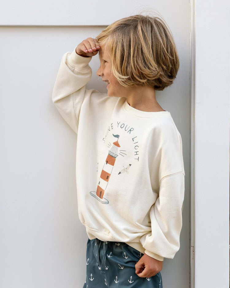 Little rylee + cru baby sweatshirt in lighthouse