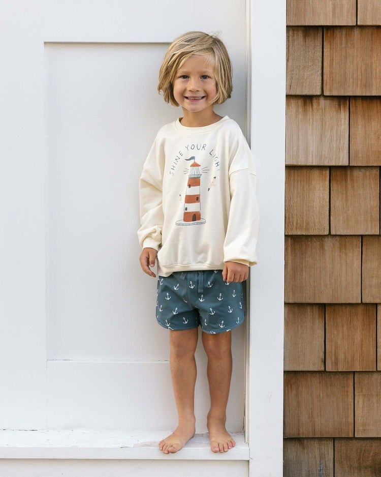 Little rylee + cru baby sweatshirt in lighthouse