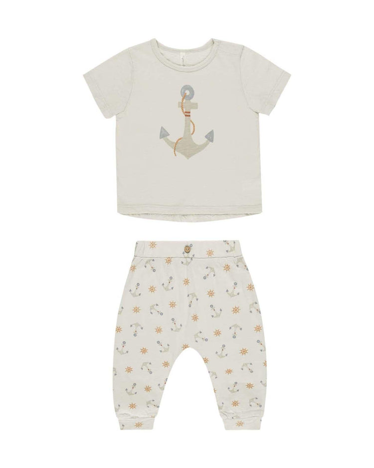 Little rylee + cru baby tee + slouch pant set in anchors