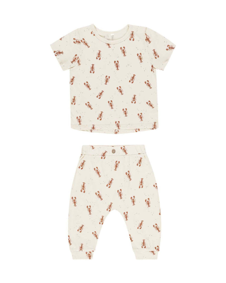 Little rylee + cru baby tee + slouch pant set in lobsters