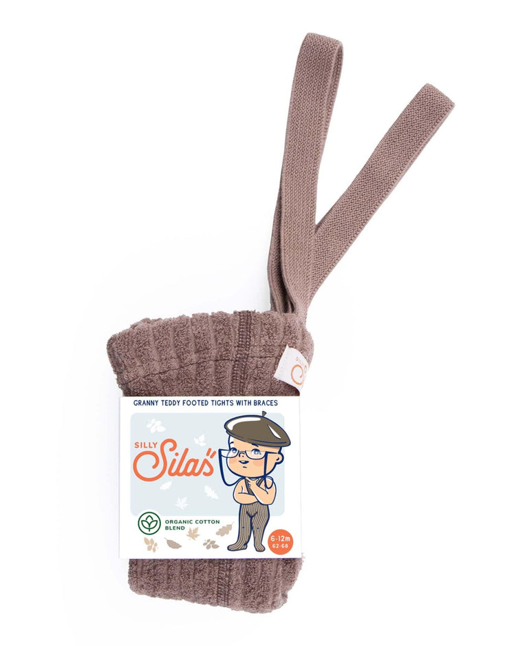 Little silly silas accessories granny teddy footed tights in granola