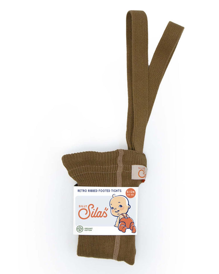 Little silly silas accessories retro footed tights in acorn brown
