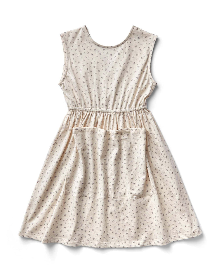 Little soor ploom kids pocket dress in frolic print, cloud