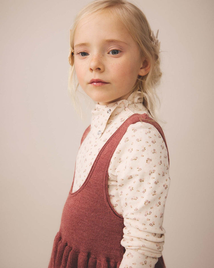 Little soor ploom kids sage pinafore in cherry