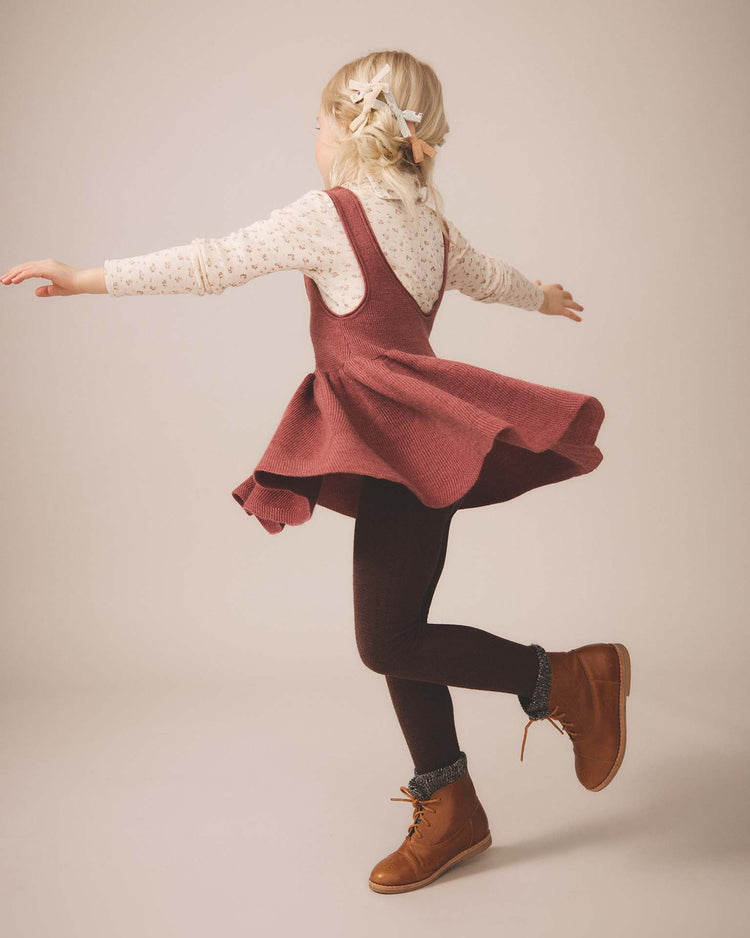 Little soor ploom kids sage pinafore in cherry