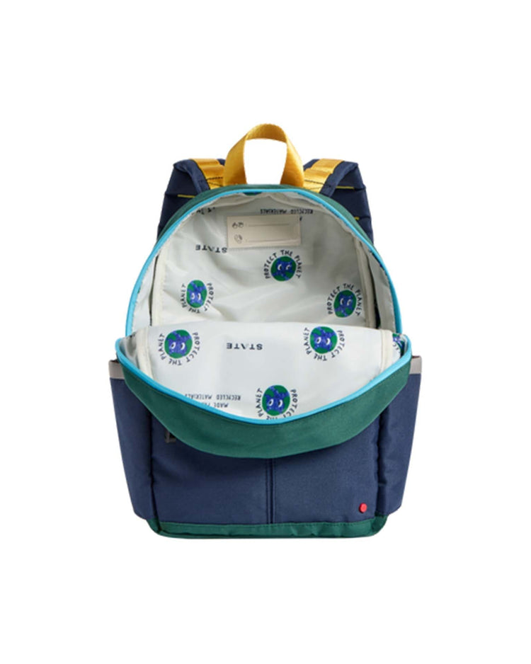 Little state bags accessories kane kids mini backpack in green + navy