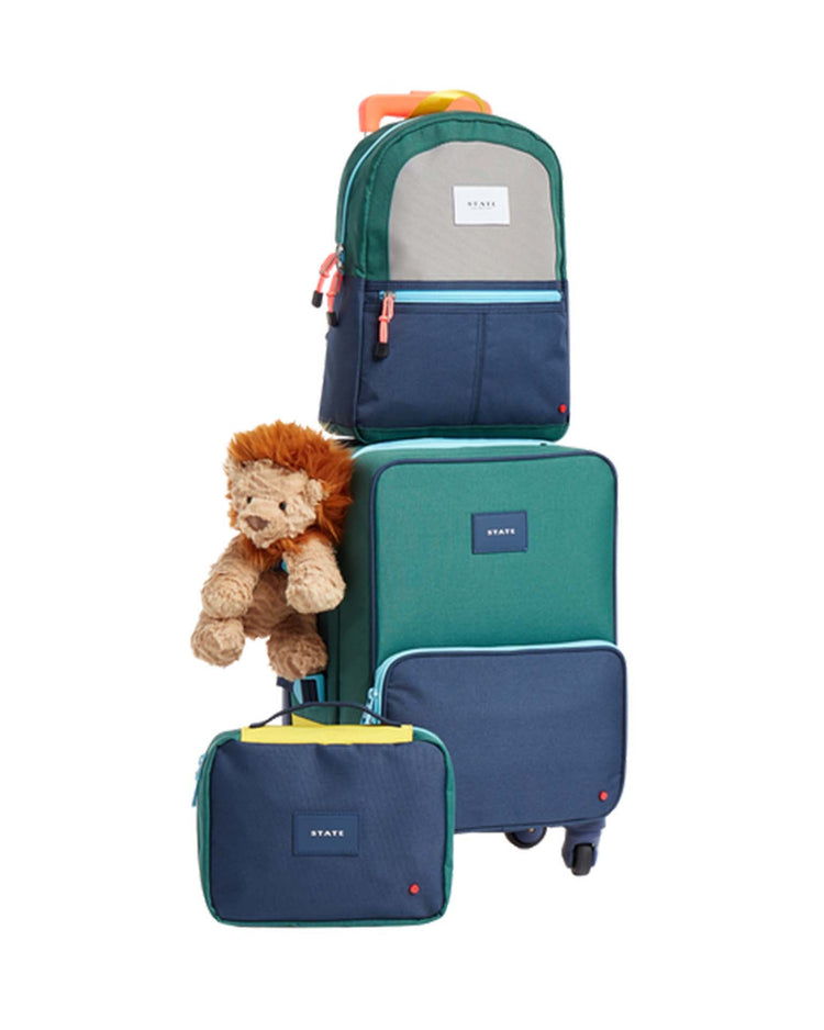 Little state bags accessories kane kids mini backpack in green + navy