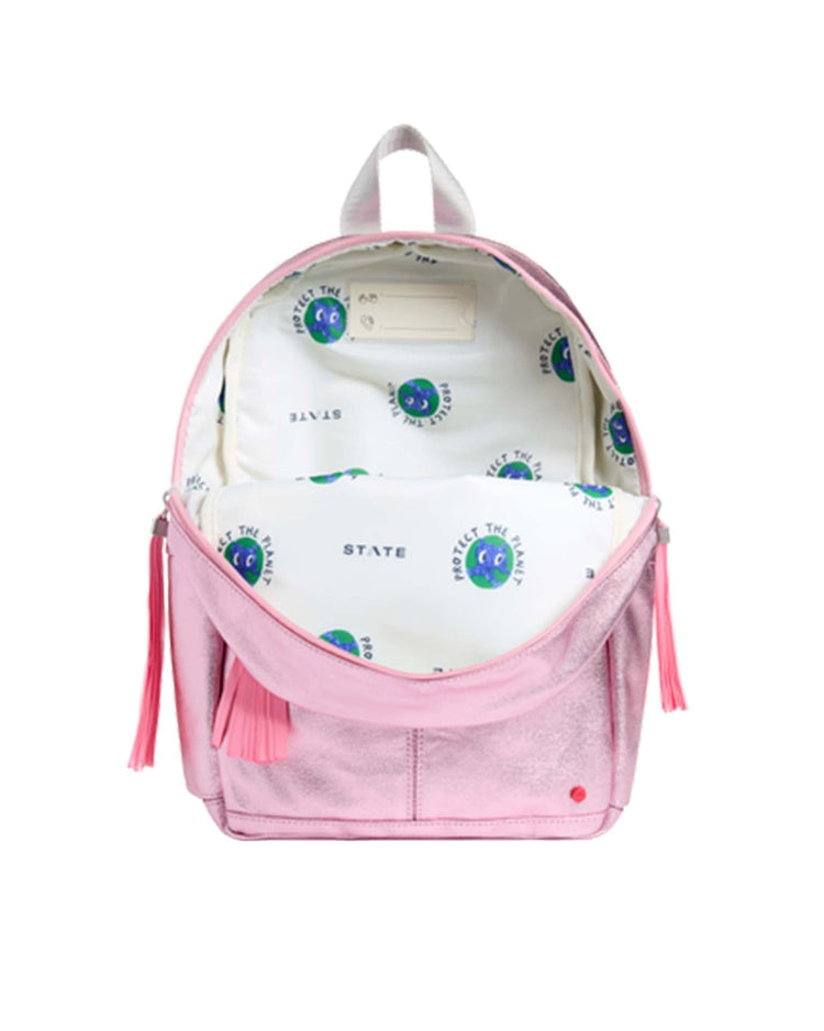 Little state bags accessories kane kids mini backpack in pink + silver