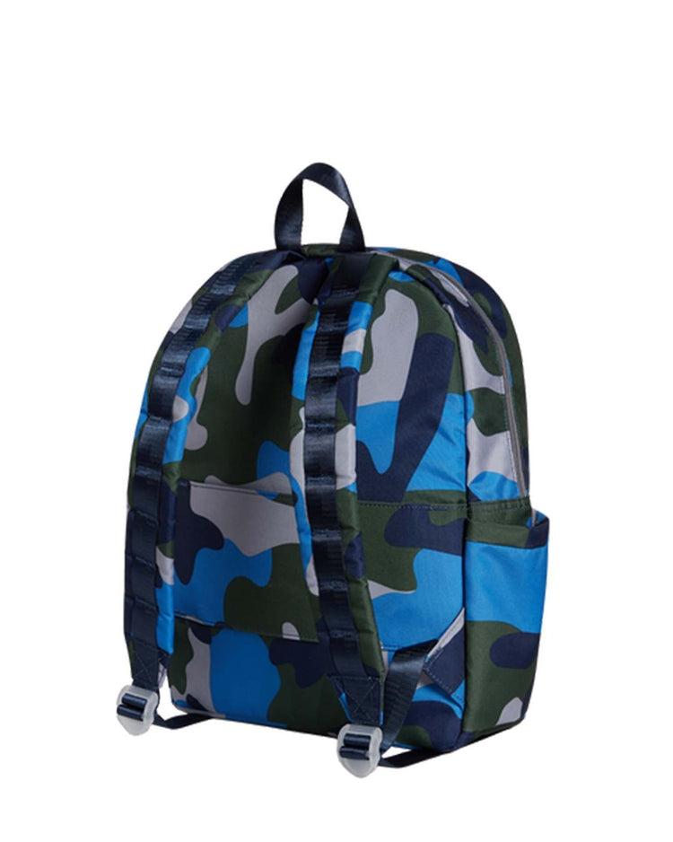 A state bags Kane Kids Backpack in Navy Camo, featuring adjustable straps, a top handle, and organizational zip pockets.