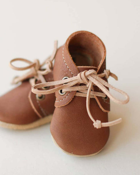 Baby Oxfords in Walnut by Sun + lace, Heirloom Quality, 100% Genuine Leather