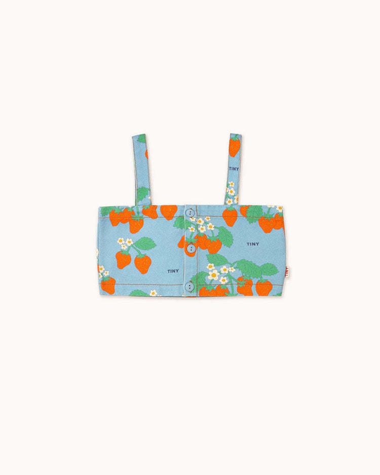 Little tiny cottons kids strawberries crop top in denim blue