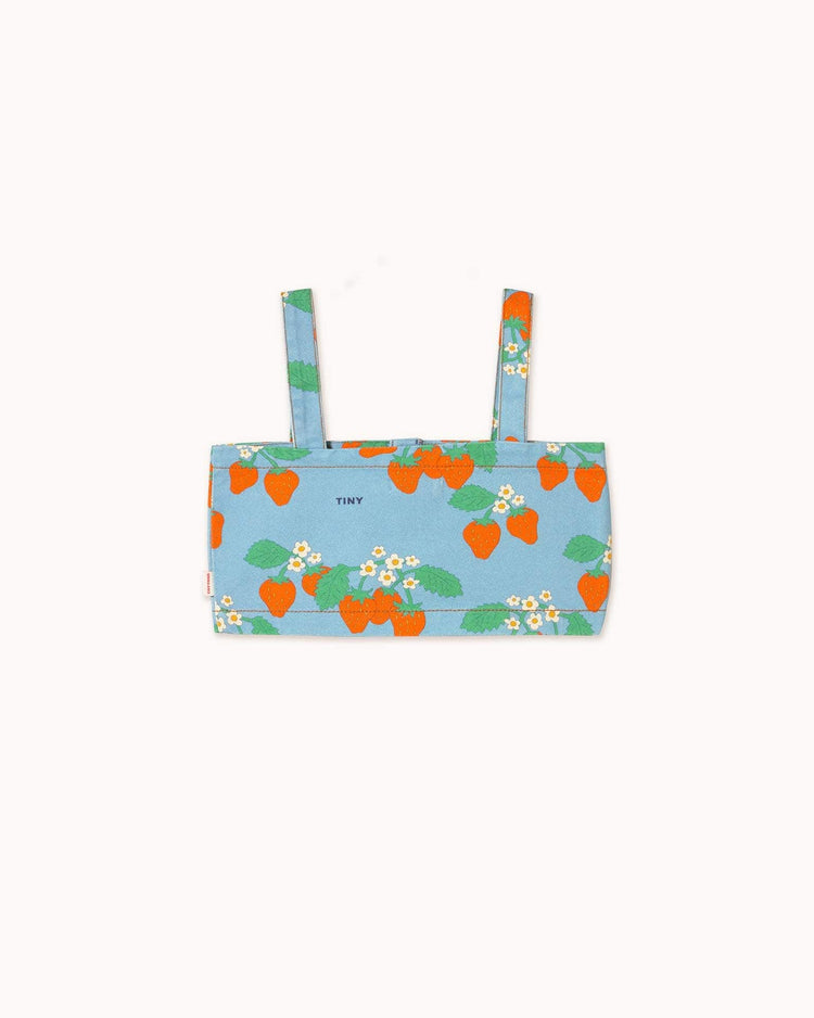 Little tiny cottons kids strawberries crop top in denim blue