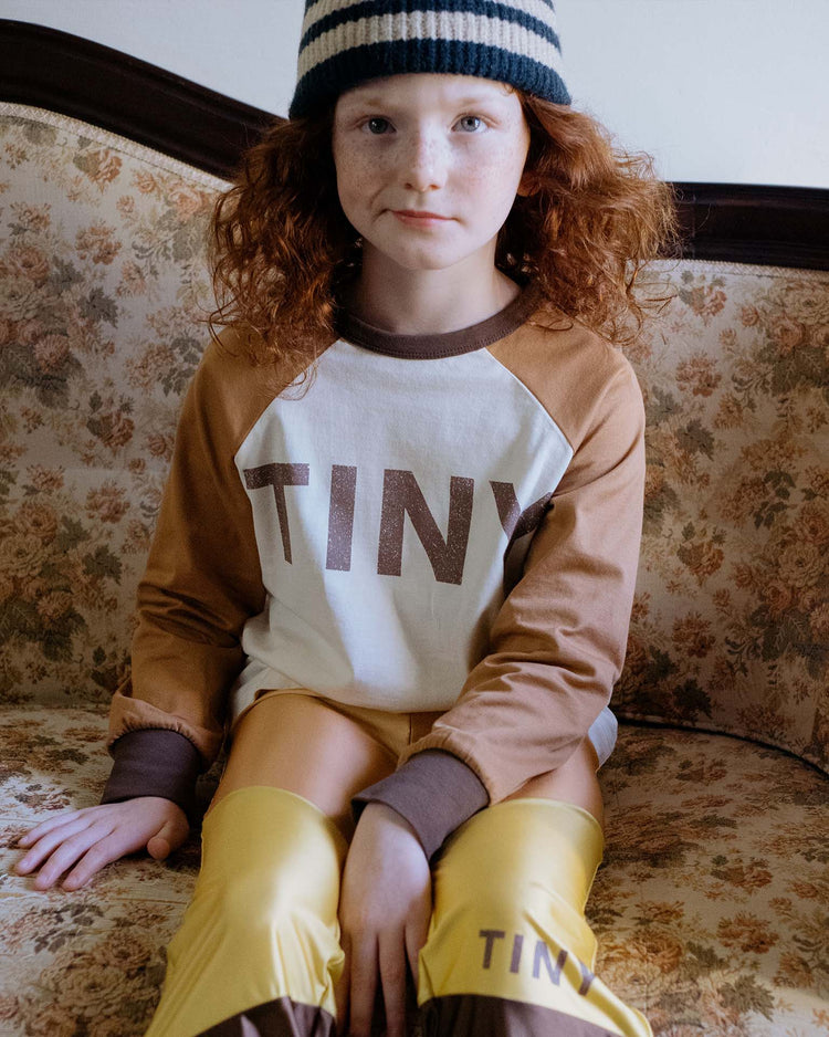 tiny cottons tiny color block raglan sleeve tee in cream kids Little