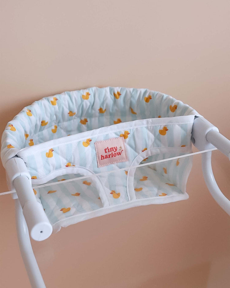 Little tiny harlow play feeding chair for dolls in blue ducky