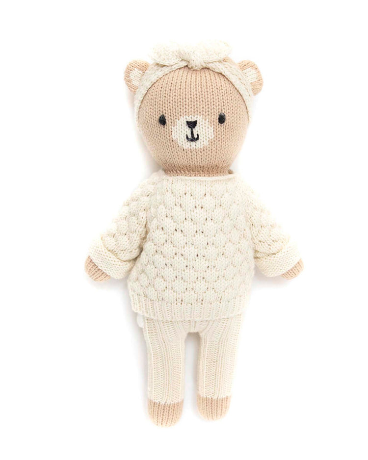 Little tun tun play bear with sweater + headband in natural