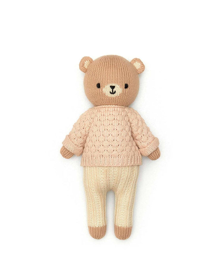 Little tun tun play bubble sweater bear baby pink + natural