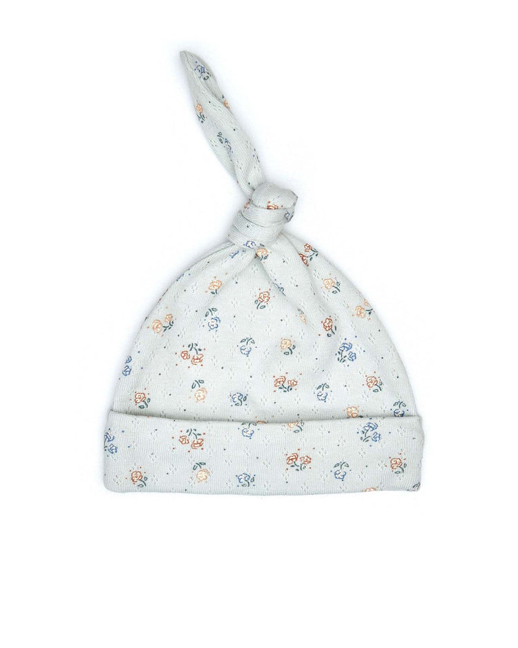 tun tun pointelle knot hat in light blue flowers baby Little