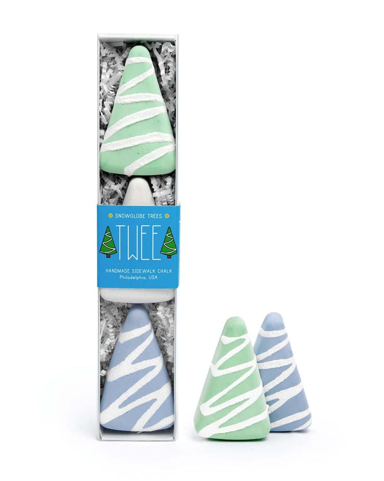 twee snow globe trees sidewalk chalk play Little