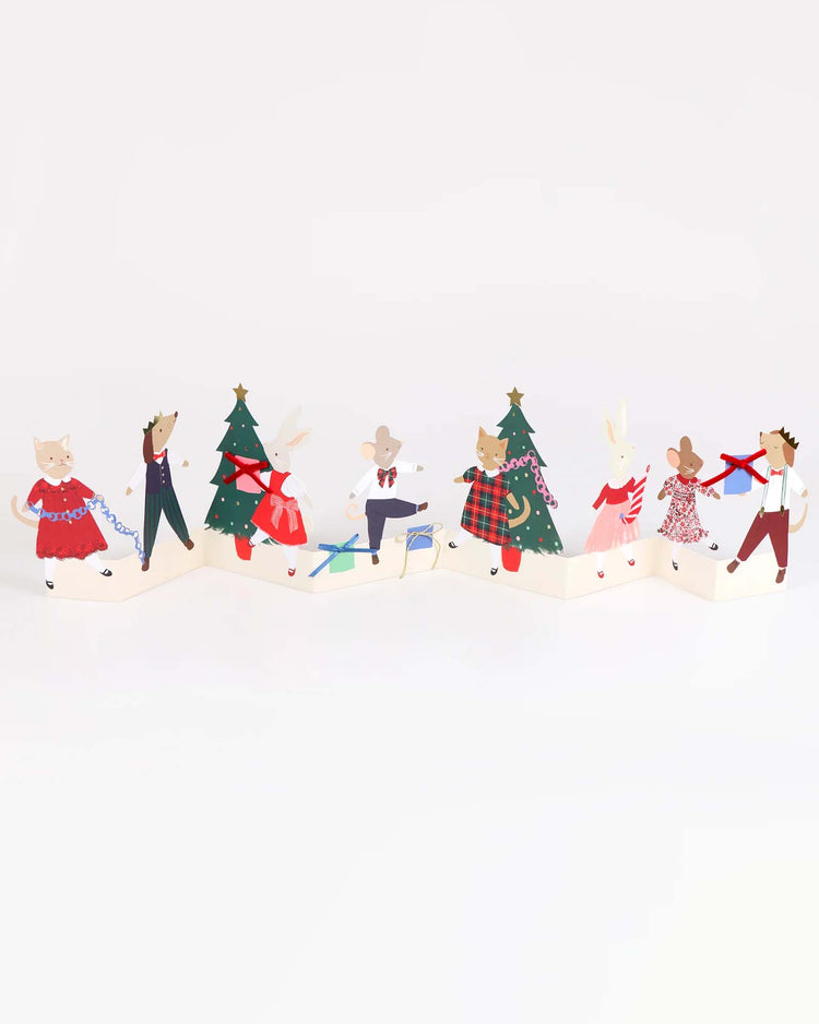 christmas animal friends concertina card