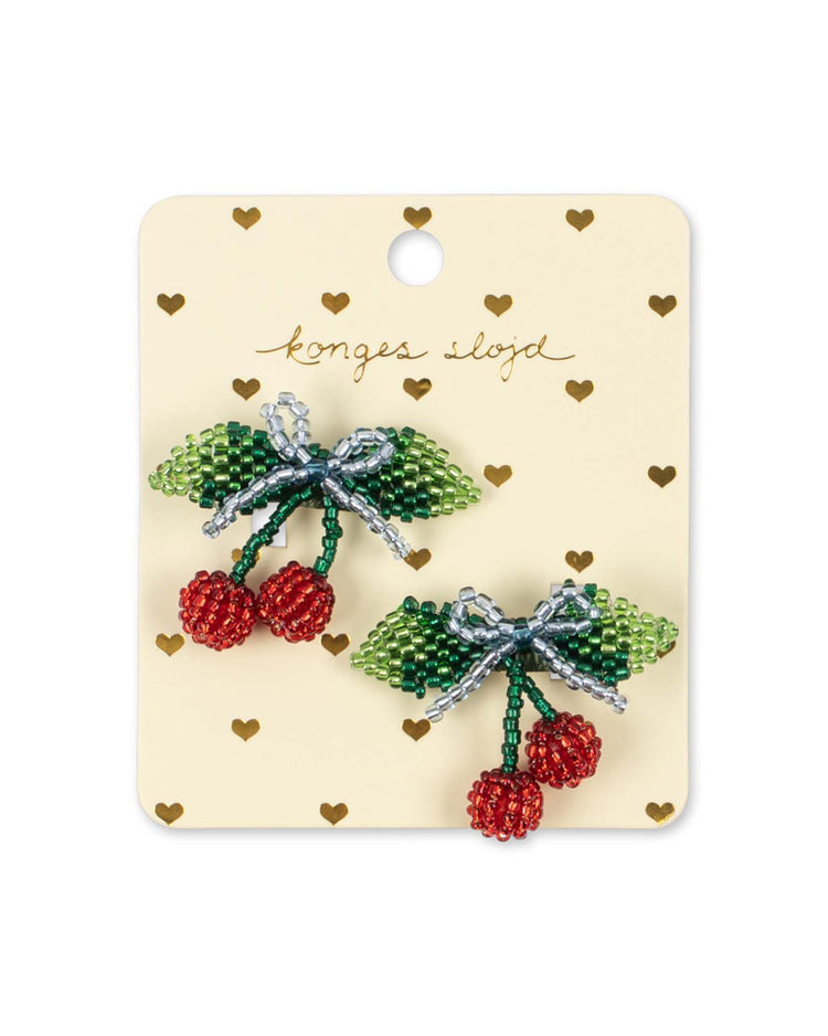 konges sløjd beaded cherry bow hair clip set accessories Little