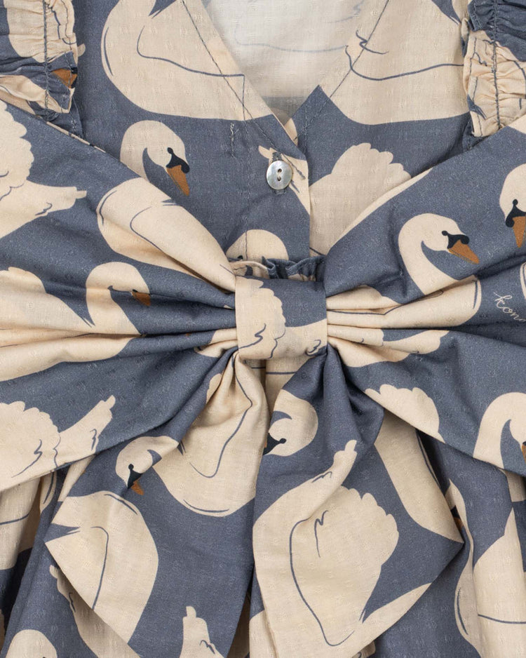 konges sløjd evia long sleeve bow dress in swan kids Little