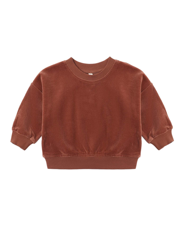 velour relaxed sweatshirt in redwood