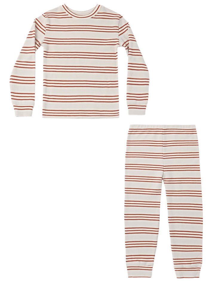 rylee + cru organic long sleeve pajama set in holiday stripe kids Little