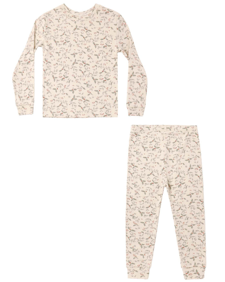 rylee + cru organic long sleeve pajama set in holly fleur kids Little