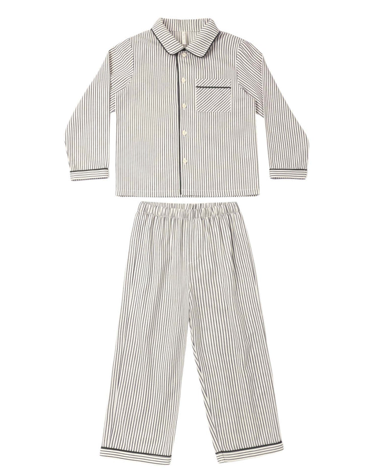 rylee + cru long sleeve pajamas in evergreen stripe kids Little