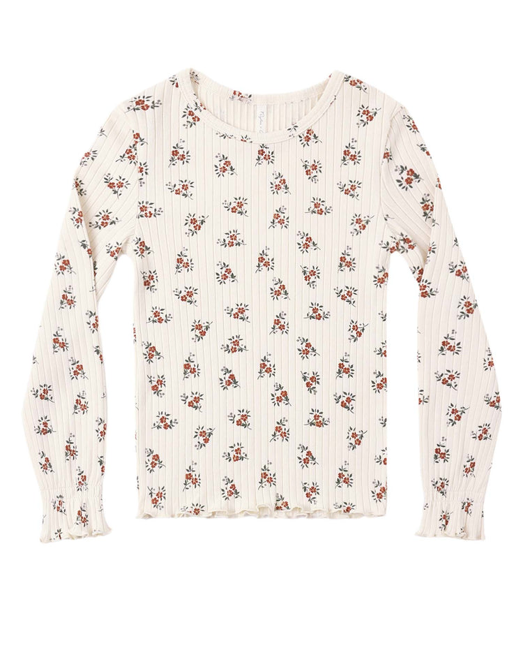 rylee + cru ribbed long sleeve top in ruby bloom kids Little