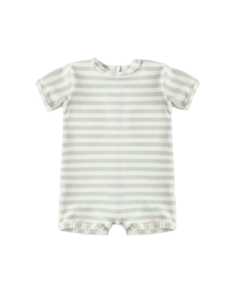 rylee + cru shorty one - piece in seafoam stripe kids Little