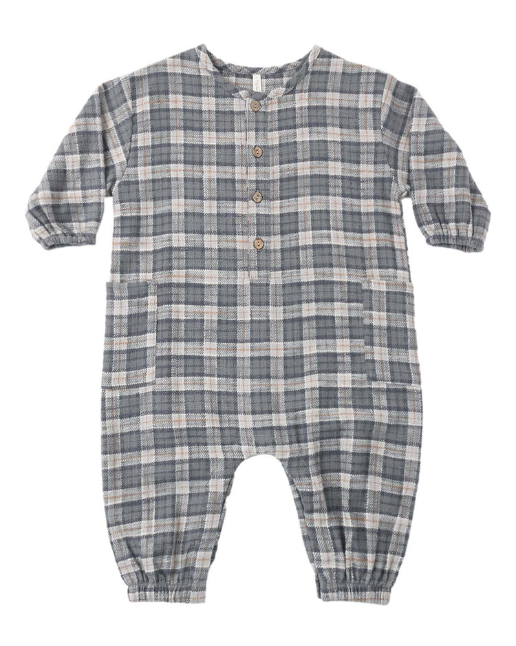 rylee + cru relaxed woven jumpsuit in winter plaid baby Little
