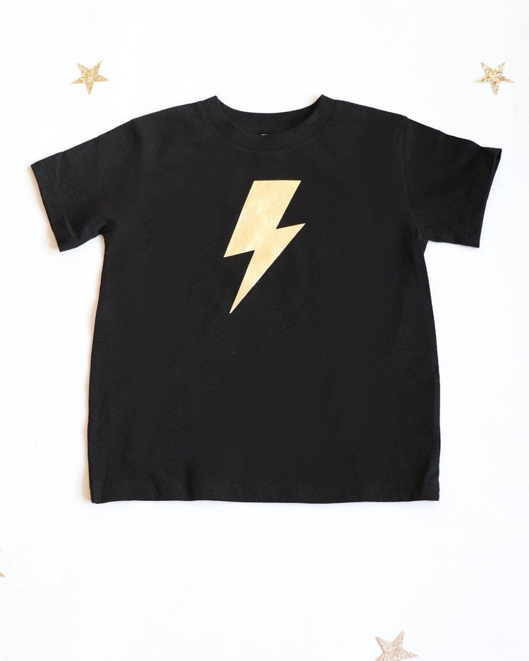 Little bailey + ava accessories lightning bolt tee in black + gold